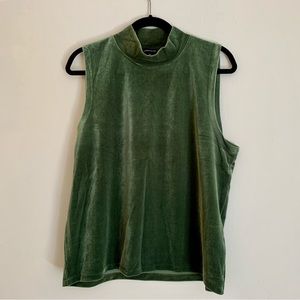 J Crew Velvet Mockneck Tank Dark Seaweed XL